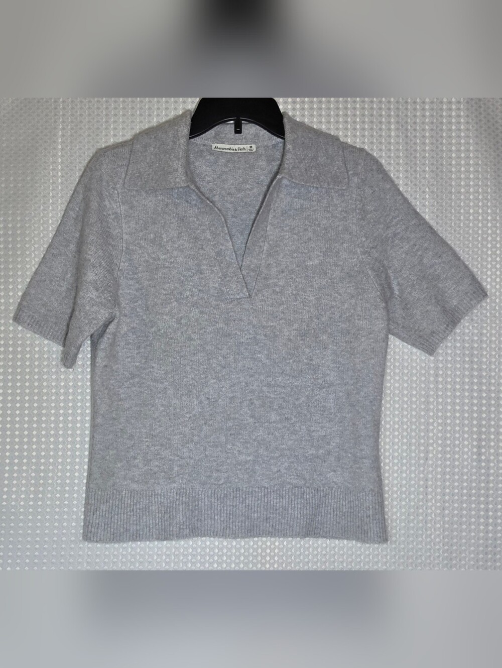 Abercrombie & Fitch Gray Knit Polo Sweater Top Medium Quiet Luxury Preppy Chic - Picture 11 of 11